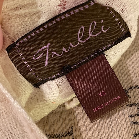 Trulli Ivory white sheer lace floral dress shortsleeve size XS - Picture 7 of 8